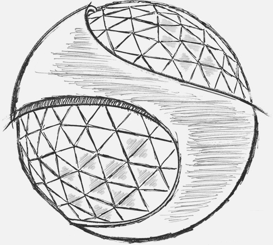 Skizze der Oscar Niemeyer Sphere